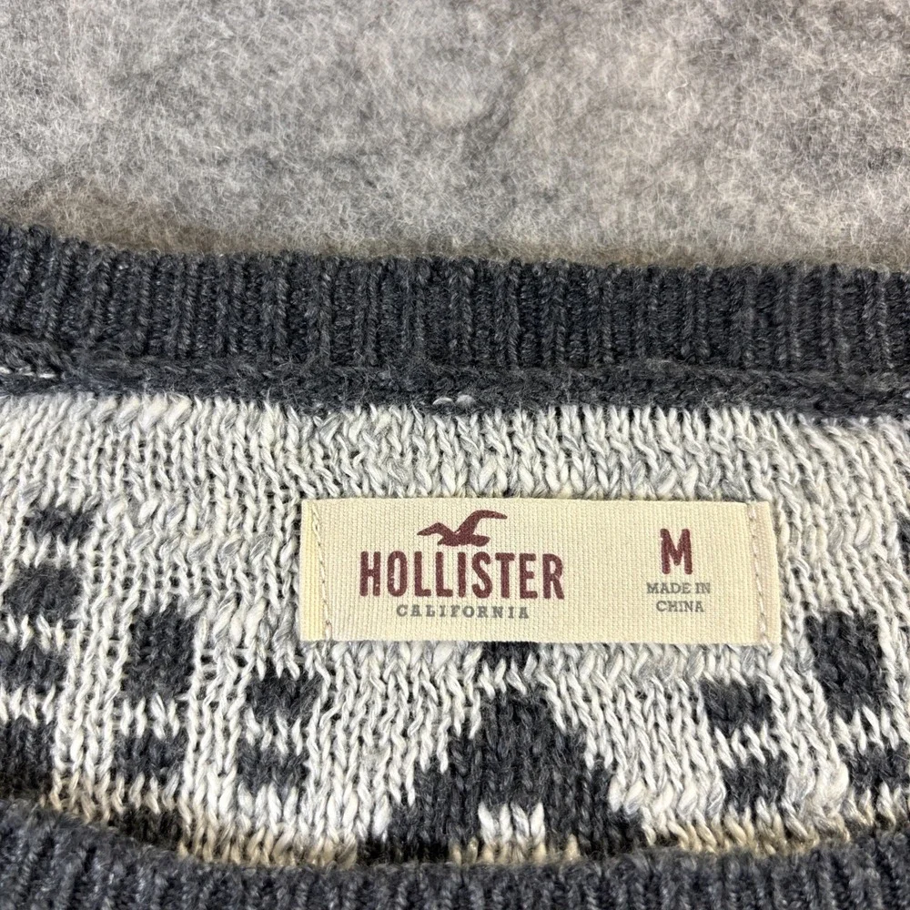 Hollister Sweater Dress Women's Medium Gray & White Geometric Tribal Fair Isle